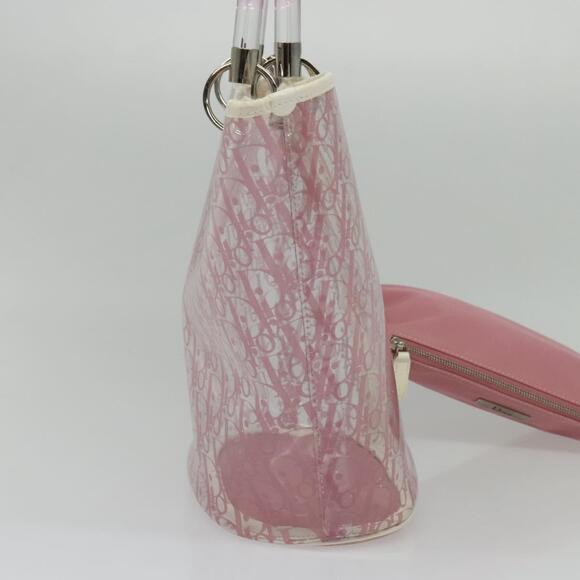 DIOR Trotter Canvas Hand Bag Vinyl Clear Silver - Picture 4 of 14